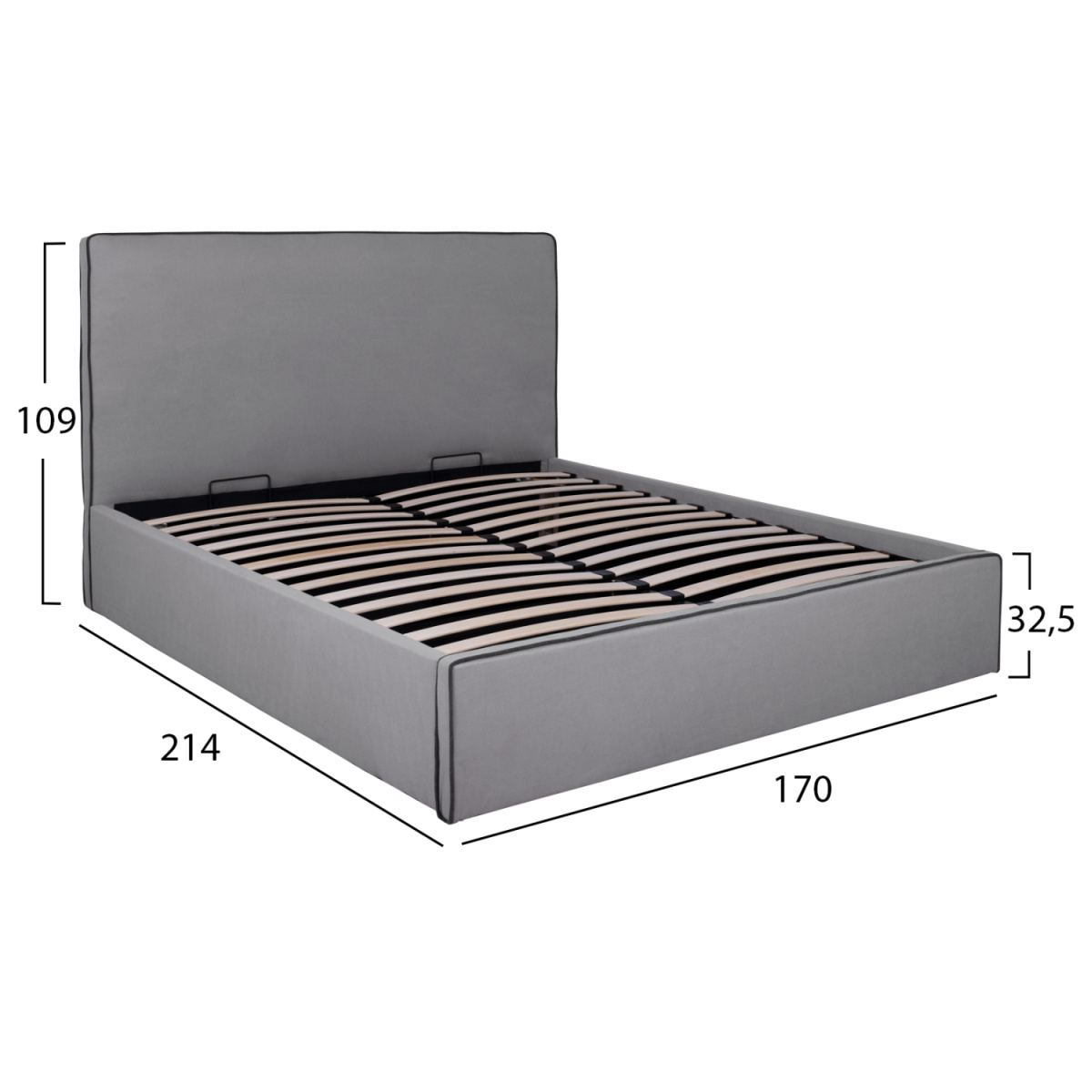 ΚΡΕΒΑΤΙ ALLIE HM584.01 160x200 εκ. ΜΕ ΑΠΟΘΗΚΕΥΤΙΚΟ ΧΩΡΟ ΓΚΡΙ ΥΦΑΣΜΑ - Image 2