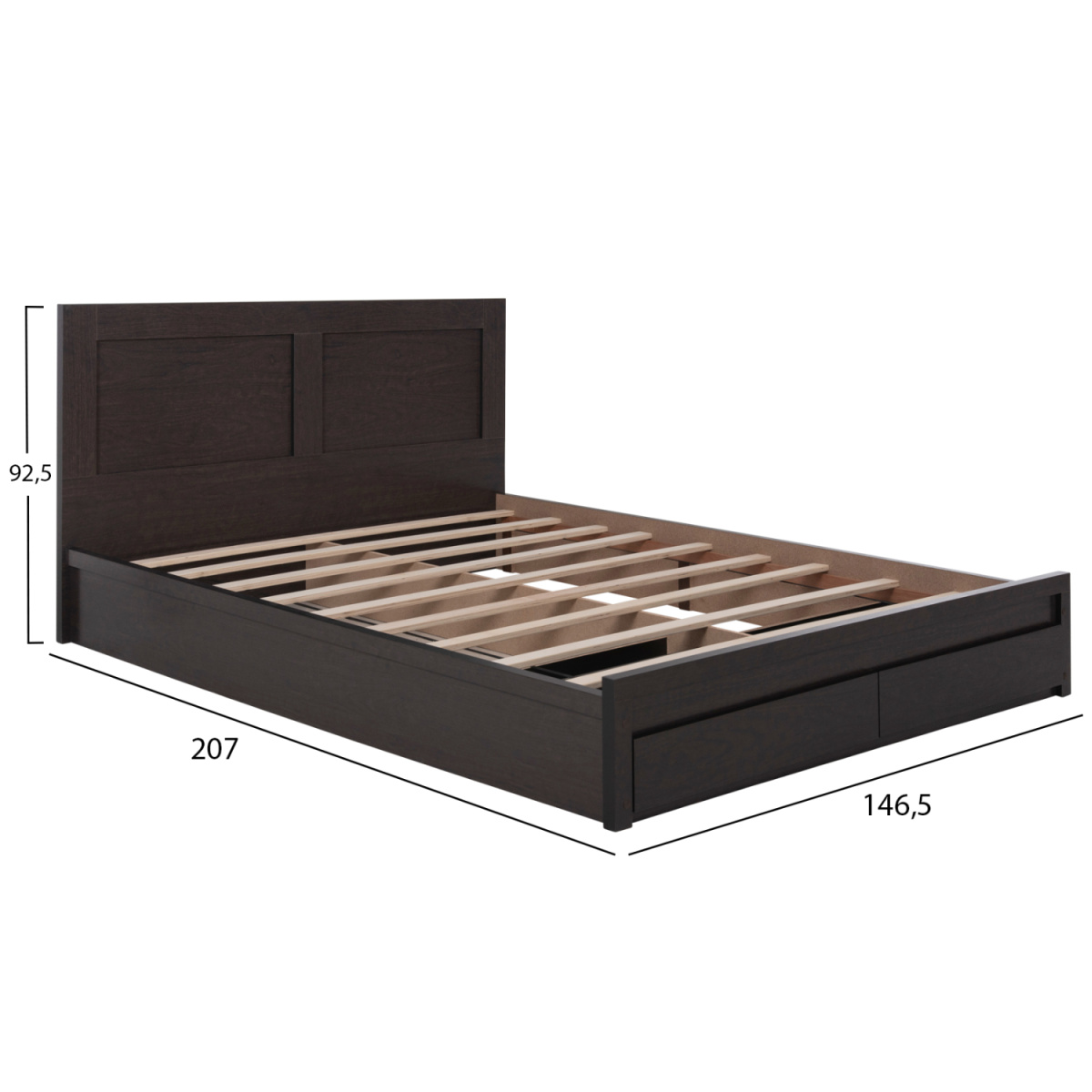 ΚΡΕΒΑΤΙ ΜΕΛΑΜΙΝΗΣ CAPRI HM599.11 ΜΕ 2ΣΥΡΤΑΡΙΑ-WENGE- ΓΙΑ ΣΤΡΩΜΑ 140x200εκ. - Image 2
