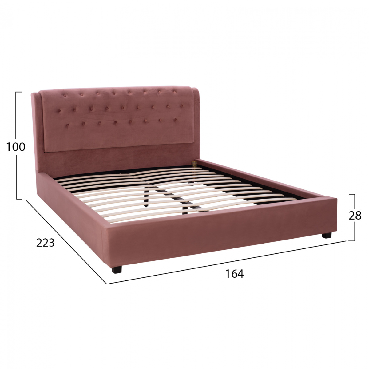 ΚΡΕΒΑΤΙ ODALYS 150X200 ΒΕΛΟΥΔΟ ΥΦΑΣΜΑ ΣΑΠΙΟ ΜΗΛΟ HM549.12 164x223x100 εκ. - Image 2
