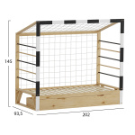 ΚΡΕΒΑΤΙ ΠΑΙΔΙΚΟ τ.MONTESSORI ΜΕ ΣΥΡΤΑΡΙ GOALIE HM700 ΞΥΛΟ ΠΕΥΚΟΥ ΦΥΣΙΚΟ-ΛΕΥΚΟ-ΜΑΥΡΟ- 190x90εκ - Image 2