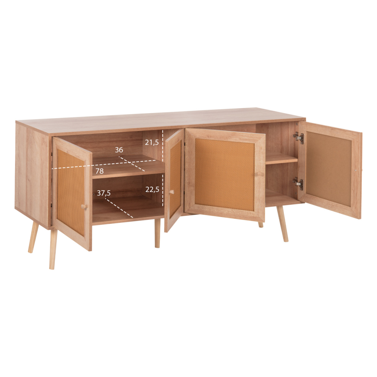 ΜΠΟΥΦΕΣ COLM HM9440.11 ΜΕΛΑΜΙΝΗΣ & ΣΥΝΘΕΤΙΚΟ RATTAN ΣΤΙΣ 4 ΠΟΡΤΕΣ 160x39,5x71Yεκ. - Image 2