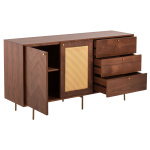ΜΠΟΥΦΕΣ MEEN HM9735 MDF ΜΕ ΦΥΣΙΚΟ ΚΑΠΛΑΜΑ ΚΑΡΥΔΙΑΣ-ΧΡΥΣΑ ΜΕΤΑΛΛΙΚΑ ΠΟΔΙΑ 150x40x80Υεκ - Image 2