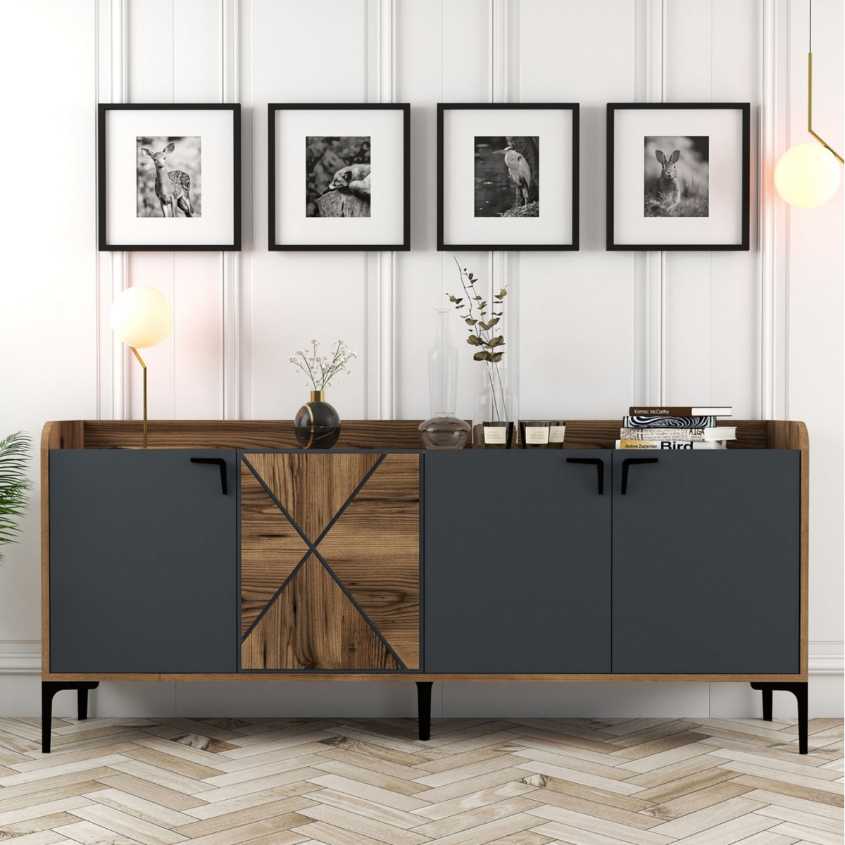 ΜΠΟΥΦΕΣ ΜΕΛΑΜΙΝΗΣ ΚΑΡΥΔΙ ΚΑΙ ΑΝΘΡΑΚΙ 180x35x78Yεκ. HM9433.01 - Image 2