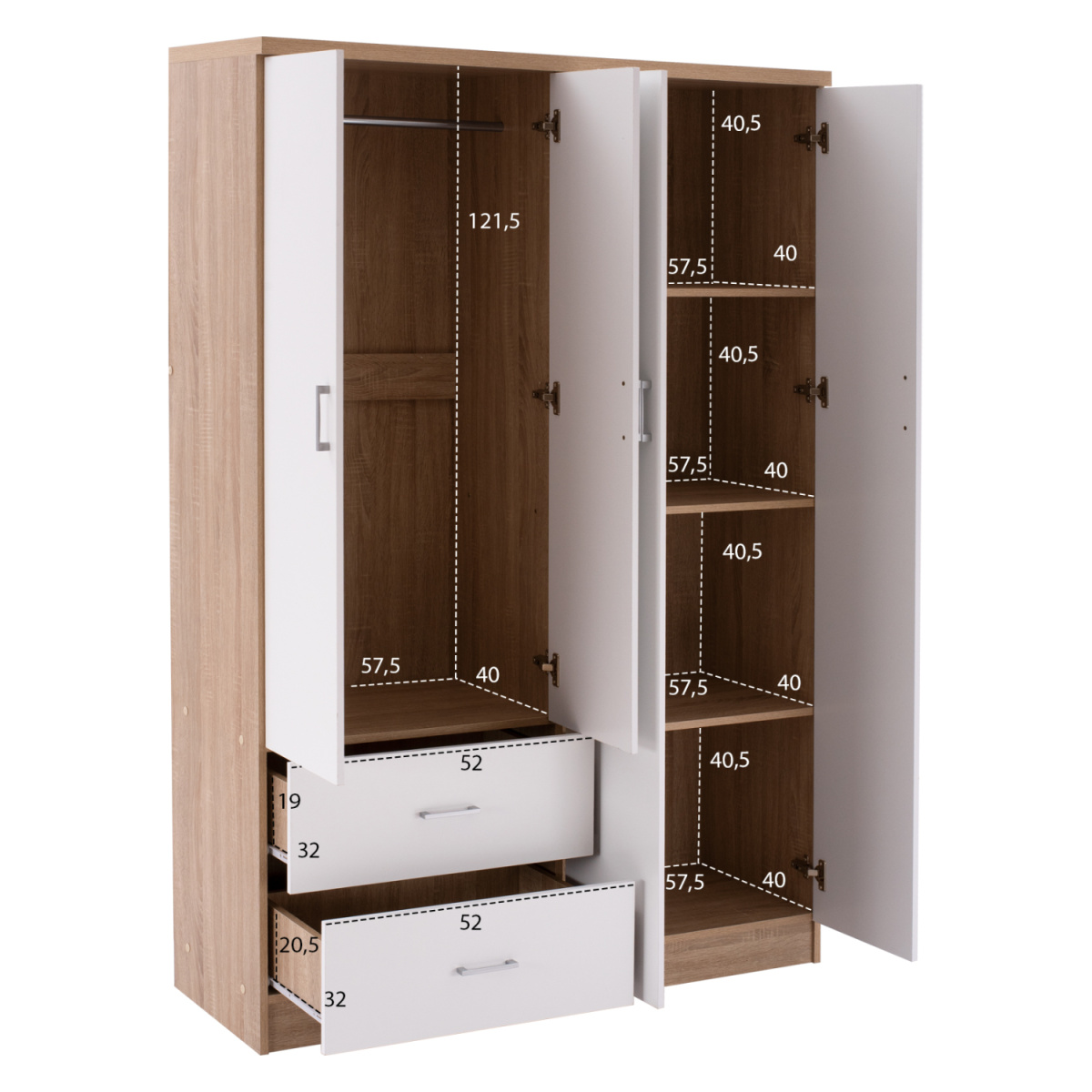 ΝΤΟΥΛΑΠΑ 4ΦΥΛΛΗ ME 2 ΣΥΡΤΑΡΙΑ BLAKELY HM339.06 SONAMA ΛΕΥΚΗ 120Χ42,5Χ180,5 εκ. - Image 2