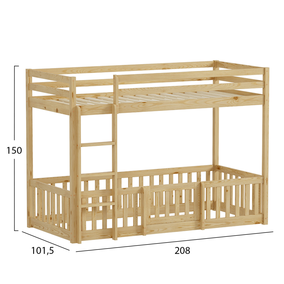 ΠΑΙΔΙΚΗ ΚΟΥΚΕΤΑ τ.MONTESSORI ΜΕ ΠΑΡΚΑΚΙ PLAYKID HM703.01 ΞΥΛΟ ΠΕΥΚΟΥ ΦΥΣΙΚΟ ΓΙΑ 190x90εκ - Image 2