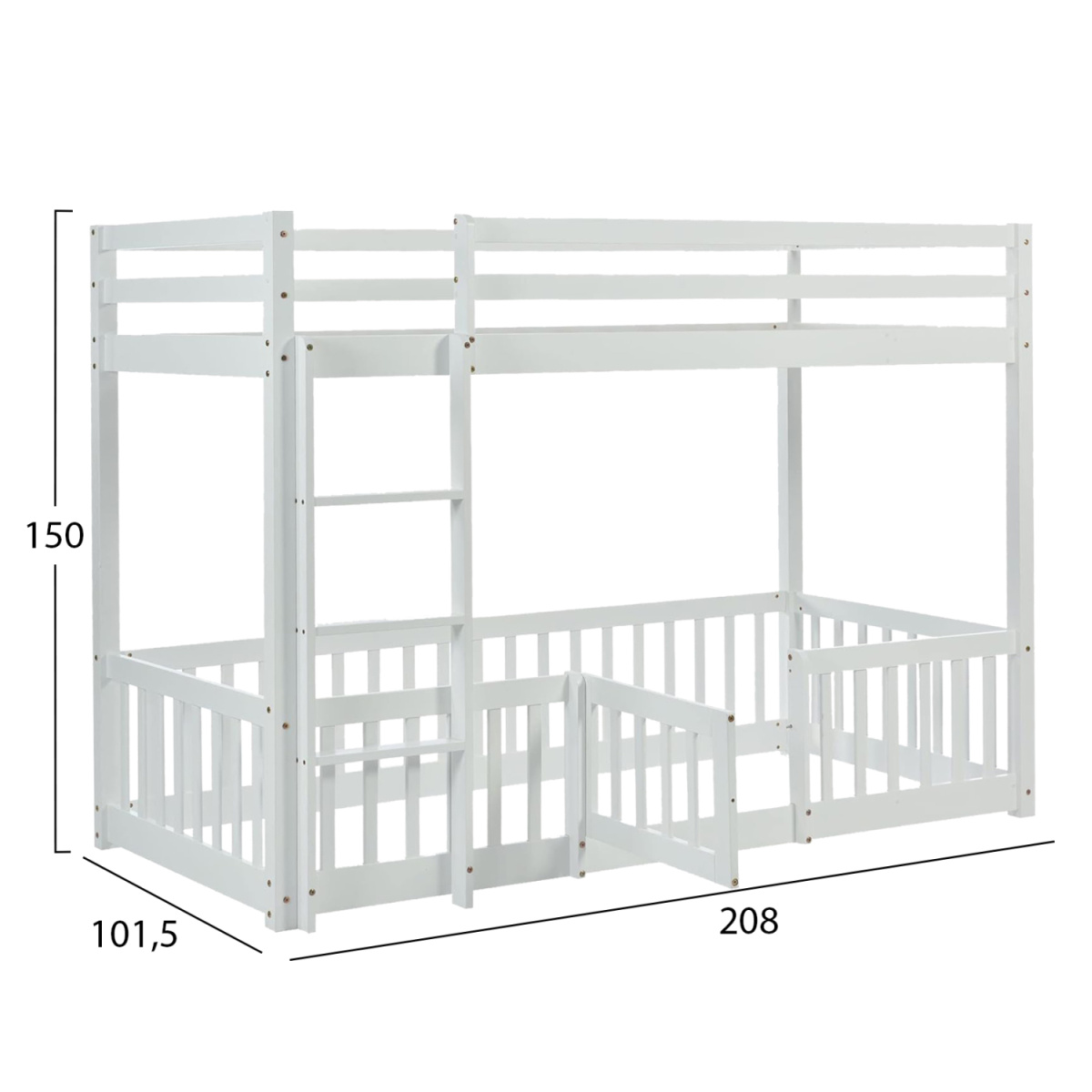 ΠΑΙΔΙΚΗ ΚΟΥΚΕΤΑ τ.MONTESSORI ΜΕ ΠΑΡΚΑΚΙ PLAYKID HM703.03 ΞΥΛΟ ΠΕΥΚΟΥ ΛΕΥΚΟ ΓΙΑ 190x90εκ - Image 2