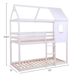 ΠΑΙΔΙΚΗ ΚΟΥΚΕΤΑ ΣΠΙΤΑΚΙ  τ.MONTESSORI HOOD HM705.03 ΞΥΛΟ ΠΕΥΚΟΥ ΣΕ ΛΕΥΚΟ-ΣΤΡΩΜΑΤΑ 190x90εκ - Image 2