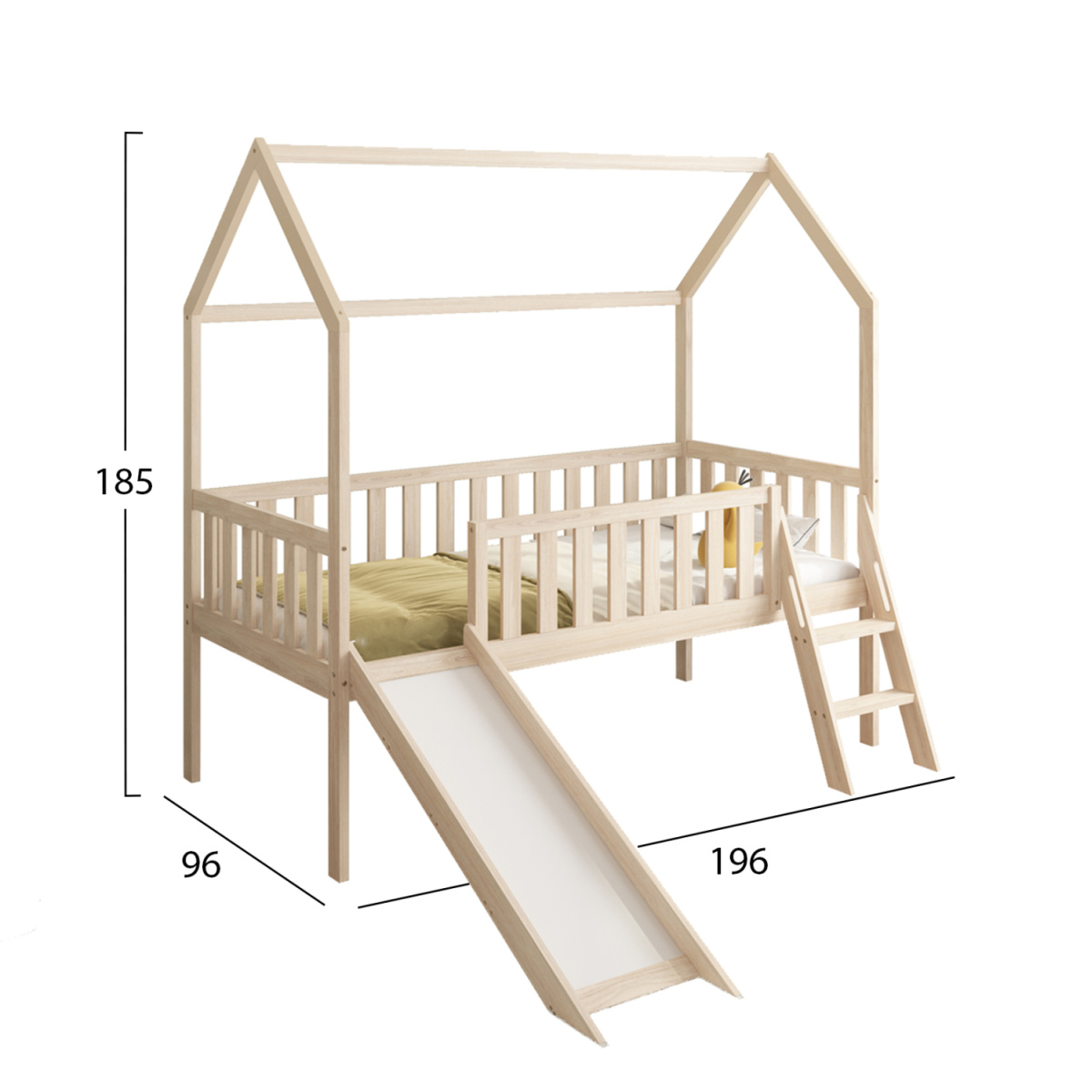 ΠΑΙΔΙΚΟ ΚΡΕΒΑΤΙ τ.MONTESSORI ΜΕ ΤΣΟΥΛΗΘΡΑ PHYLLIS HM701.01 ΞΥΛΟ ΠΕΥΚΟΥ ΦΥΣΙΚΟ ΓΙΑ 90x190εκ - Image 2