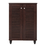 ΠΑΠΟΥΤΣΟΘΗΚΗ-ΝΤΟΥΛΑΠΑ PROLLY HM9608.01 ΜΕΛΑΜΙΝΗ WENGE-2ΠΟΡΤΕΣ-4ΡΑΦΙΑ 60x34x88Υεκ. - Image 2