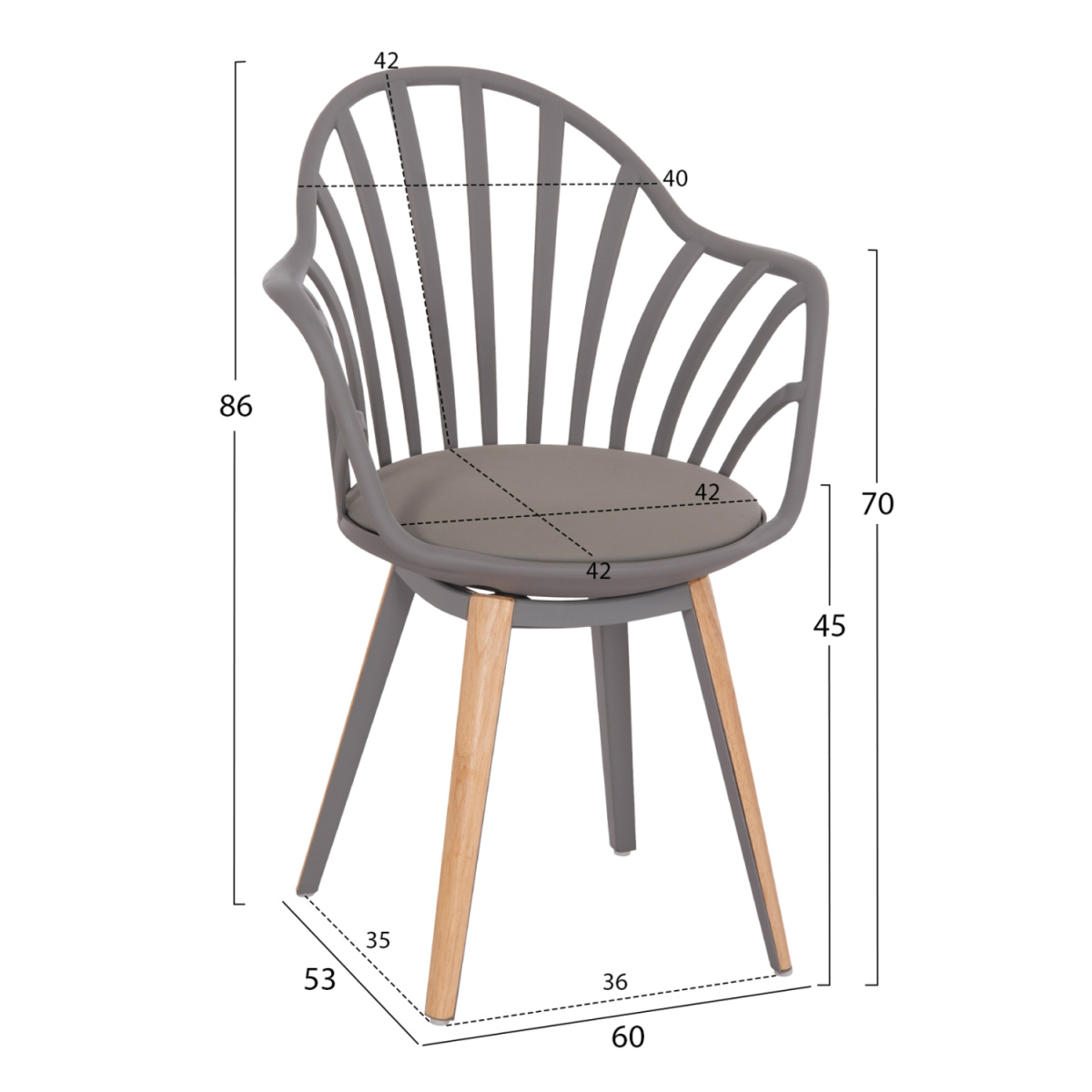 ΣΕΤ ΤΡΑΠΕΖΑΡΙΑΣ 5ΤΜΧ ANAIS HM21176 MDF TOP ΣΕ ΓΚΡΙ--P.P. & PU ΣΕ ΓΚΡΙ - Image 2