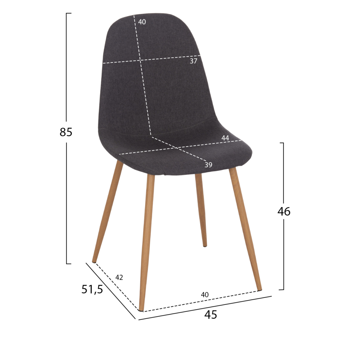 ΣΕΤ ΤΡΑΠΕΖΑΡΙΑΣ 5ΤΜΧ MINARDO HM21179 MDF TOP ΣΕ ΜΑΥΡΟ--ΣΚΟΥΡΟ ΓΚΡΙ ΥΦΑΣΜΑ - Image 2