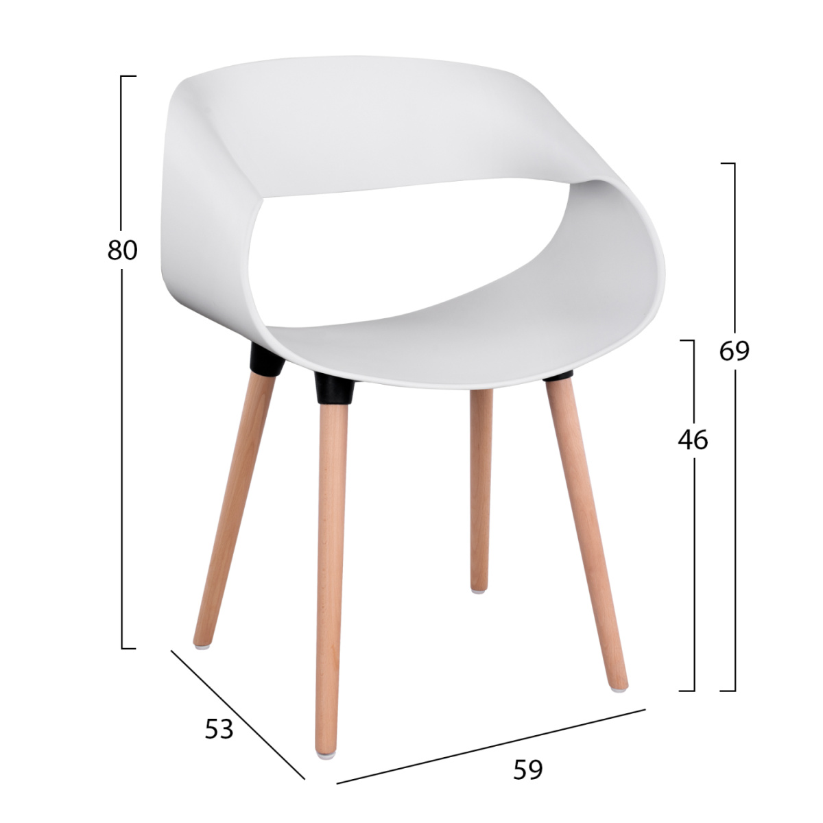 ΣΕΤ ΤΡΑΠΕΖΑΡΙΑΣ 5ΤΜΧ MAGGIE HM21186 MDF TOP & ΠΟΛΥΠΡΟΠΥΛΕΝΙΟ ΣΕ ΛΕΥΚΟ ΧΡΩΜΑ - Image 2