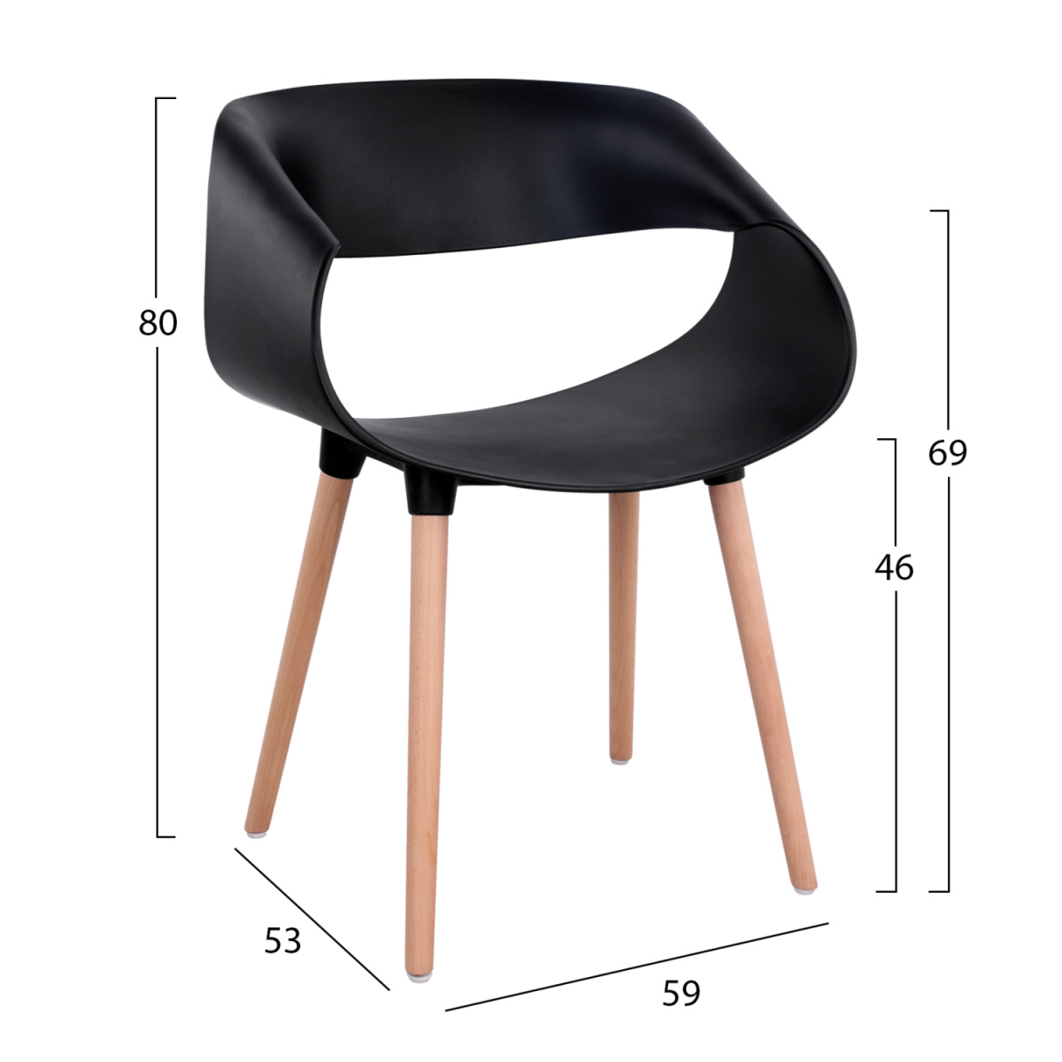 ΣΕΤ ΤΡΑΠΕΖΑΡΙΑΣ 5ΤΜΧ MAGGIE HM21187 MDF TOP & ΠΟΛΥΠΡΟΠΥΛΕΝΙΟ ΣΕ ΜΑΥΡΟ ΧΡΩΜΑ - Image 2