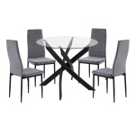ΣΕΤ ΤΡΑΠΕΖΑΡΙΑΣ 5ΤΜΧ LADY HM21199.01 ΓΥΑΛΙ--ΜΕΤΑΛΛΟ ΣΕ ΜΑΥΡΟ & ΒΕΛΟΥΔΟ ΓΚΡΙ