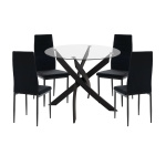 ΣΕΤ ΤΡΑΠΕΖΑΡΙΑΣ 5ΤΜΧ LADY HM21199.04 ΓΥΑΛΙ--ΜΕΤΑΛΛΟ & ΒΕΛΟΥΔΟ ΣΕ ΜΑΥΡΟ