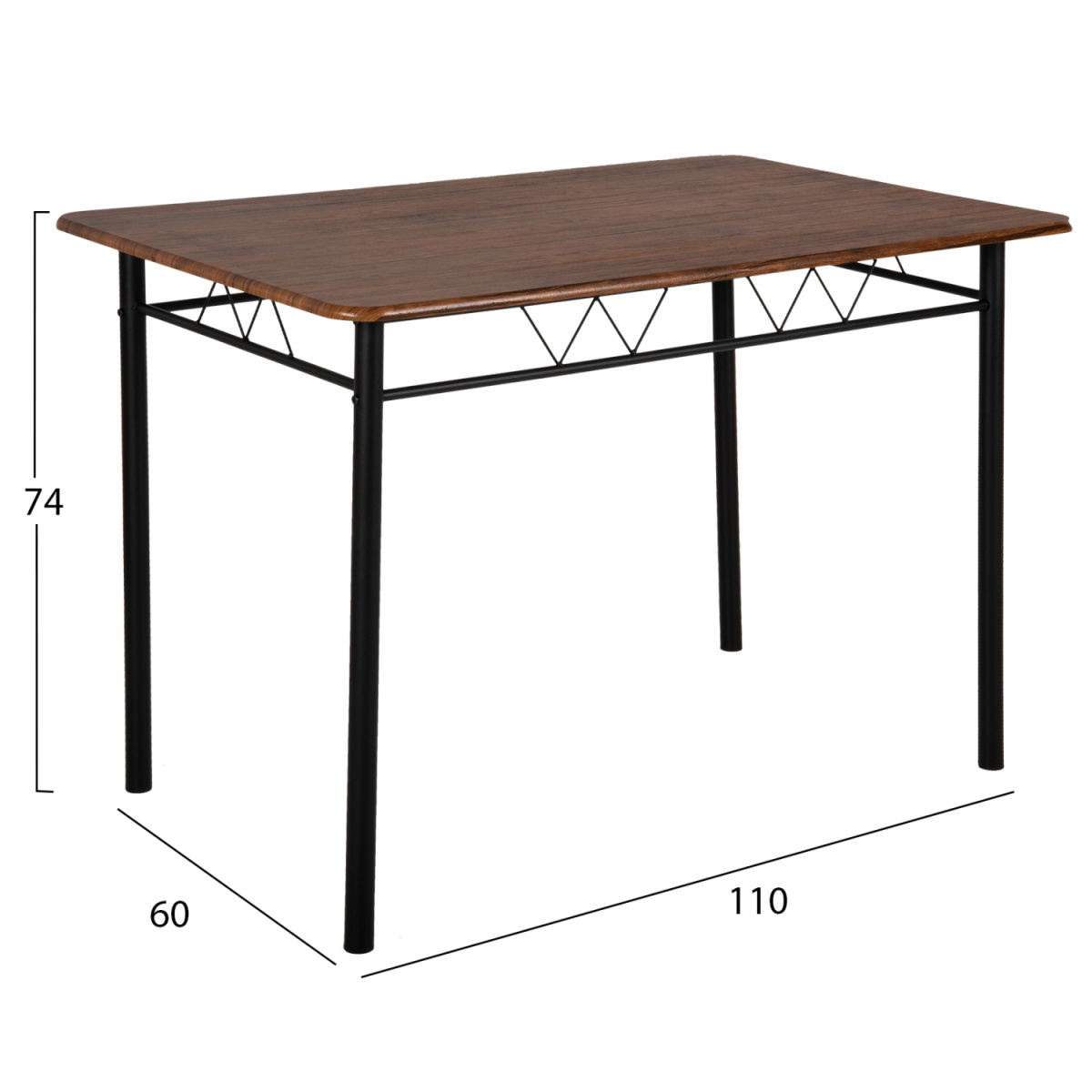 ΣΕΤ ΤΡΑΠΕΖΑΡΙΑΣ 5ΤΜΧ PEARY HM9416.11 ΜΕΤΑΛΛΟ ΜΑΥΡΟ-MDF ΚΑΡΥΔΙ 110x60x74Yεκ. - Image 2