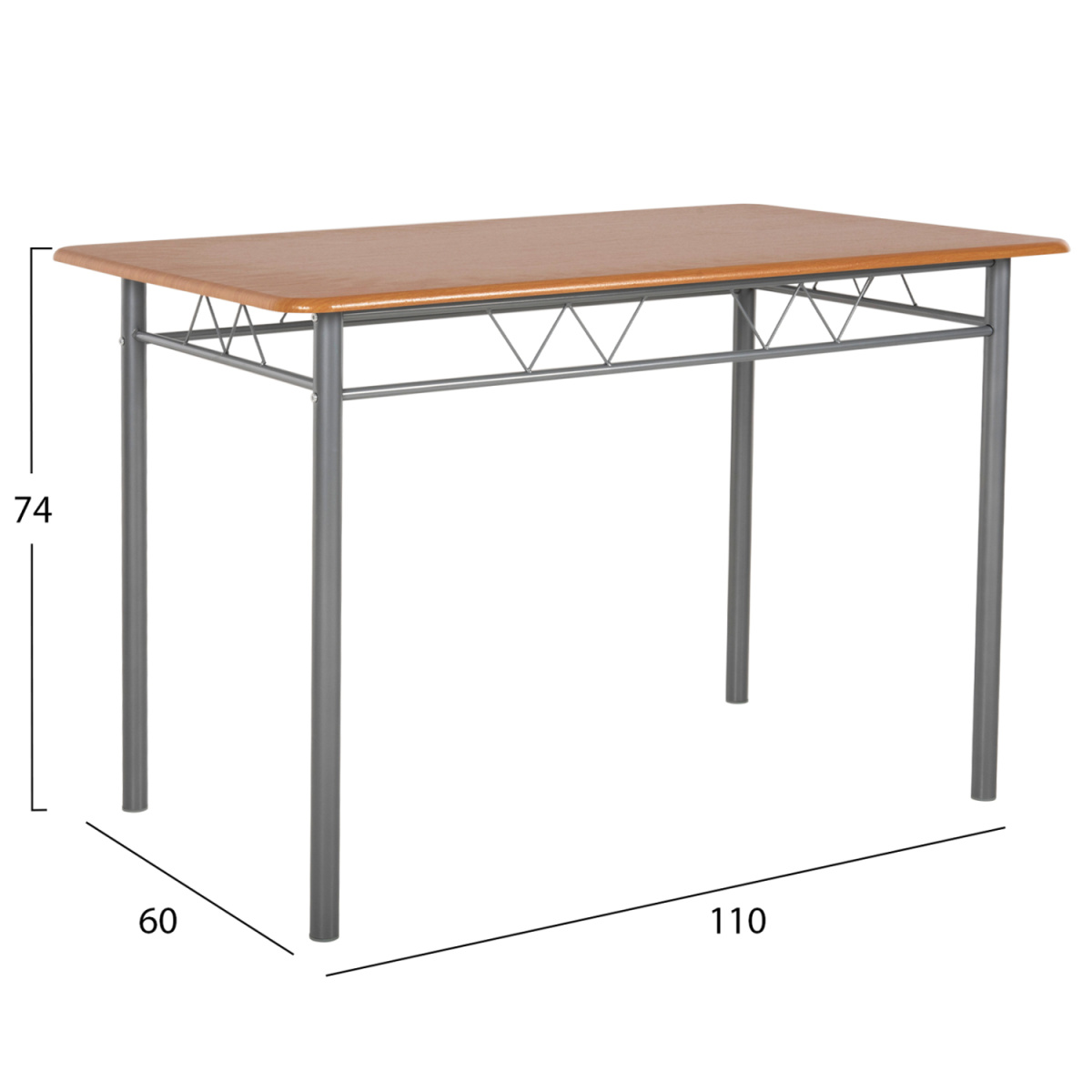 ΣΕΤ ΤΡΑΠΕΖΑΡΙΑΣ 5ΤΜΧ PEARY HM9416.12 ΜΕΤΑΛΛΟ ΑΣΗΜΙ-MDF ΣΟΝΑΜΑ 110x60x74Yεκ. - Image 2