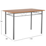 ΣΕΤ ΤΡΑΠΕΖΑΡΙΑΣ 5ΤΜΧ PEARY HM9416.12 ΜΕΤΑΛΛΟ ΑΣΗΜΙ-MDF ΣΟΝΑΜΑ 110x60x74Yεκ. - Image 2