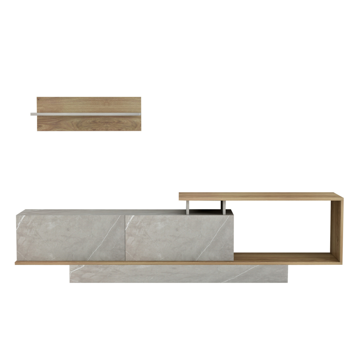 ΣΥΝΘΕΤΟ ΤΗΛΕΟΡΑΣΗΣ GARCELLE HM8904.14 ΜΕΛΑΜΙΝΗ ΦΥΣΙΚΟ-STONE TEXTURE 180x29,6x45Υεκ - Image 2