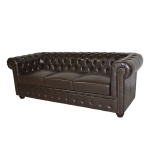 ΚΑΝΑΠΕΣ 3ΘΕΣΙΟΣ T.CHESTERFIELD HM3009.01 ΤΕΧΝΟΔΕΡΜΑ ΣΚΟΥΡΟ ΚΑΦΕ 208x90x73Υ εκ. - Image 2