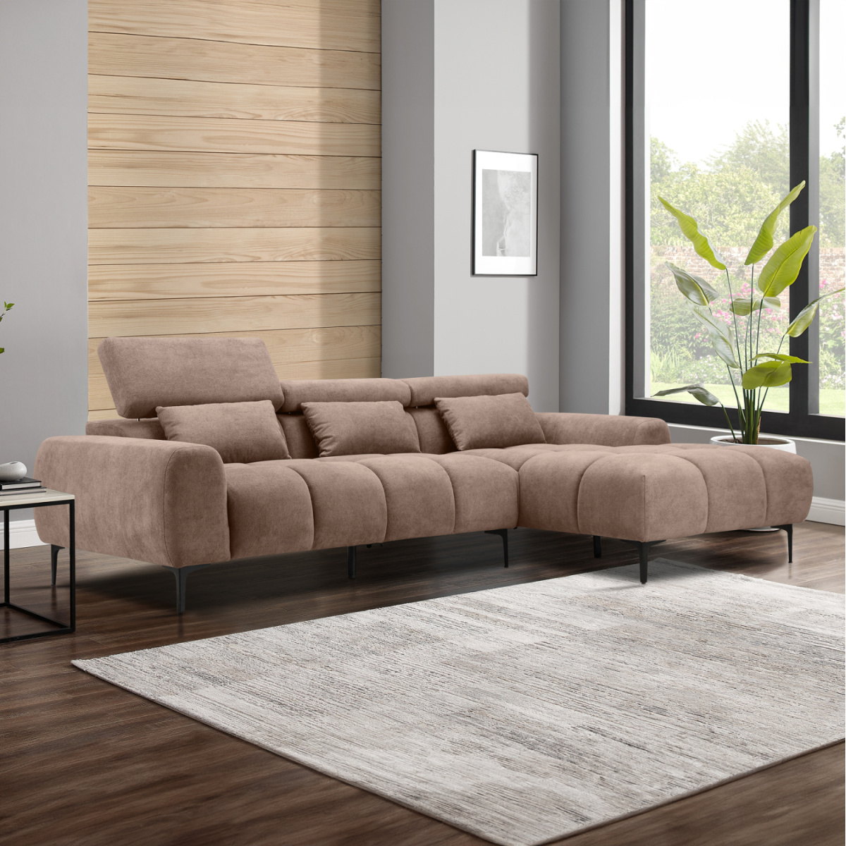 ΚΑΝΑΠΕΣ ΔΕΞΙΑ ΓΩΝΙΑ DIVYA HM3267.01R ΣΥΝΘ.SUEDE ΑΝΟΙΧΤΟ ΚΑΦΕ 264x175x99Υεκ. - Image 2