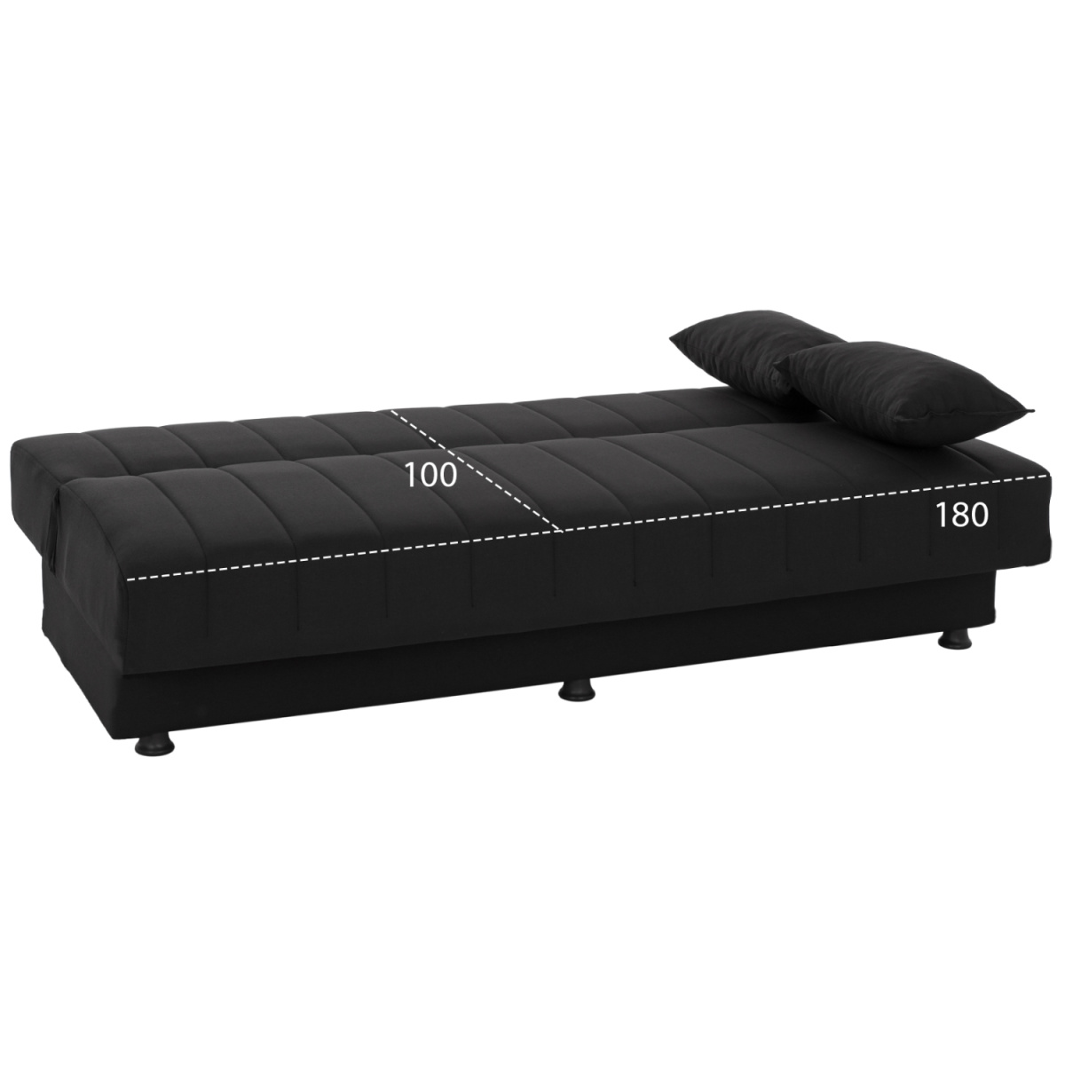 ΚΑΝΑΠΕΣ ΚΡΕΒΑΤΙ ANDRI ΤΡΙΘΕΣΙΟΣ ΜΑΥΡΟΣ HM3239.01 180x72x77 εκ. - Image 2