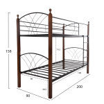 ΚΟΥΚΕΤΑ ΚΡΕΒΑΤΙ STOREY HM687 ΜΑΥΡΟ ΜΕΤΑΛΛΟ-ΚΑΡΥΔΙ RUBBERWOOD-ΓΙΑ ΣΤΡΩΜΑ 190x90εκ - Image 2