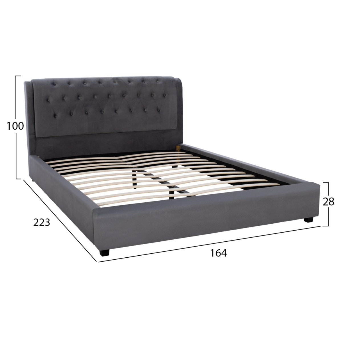 ΚΡΕΒΑΤΙ ODALYS 150X200 ΒΕΛΟΥΔΟ ΥΦΑΣΜΑ ΓΚΡΙ HM549.11 164x223x100 εκ. - Image 2