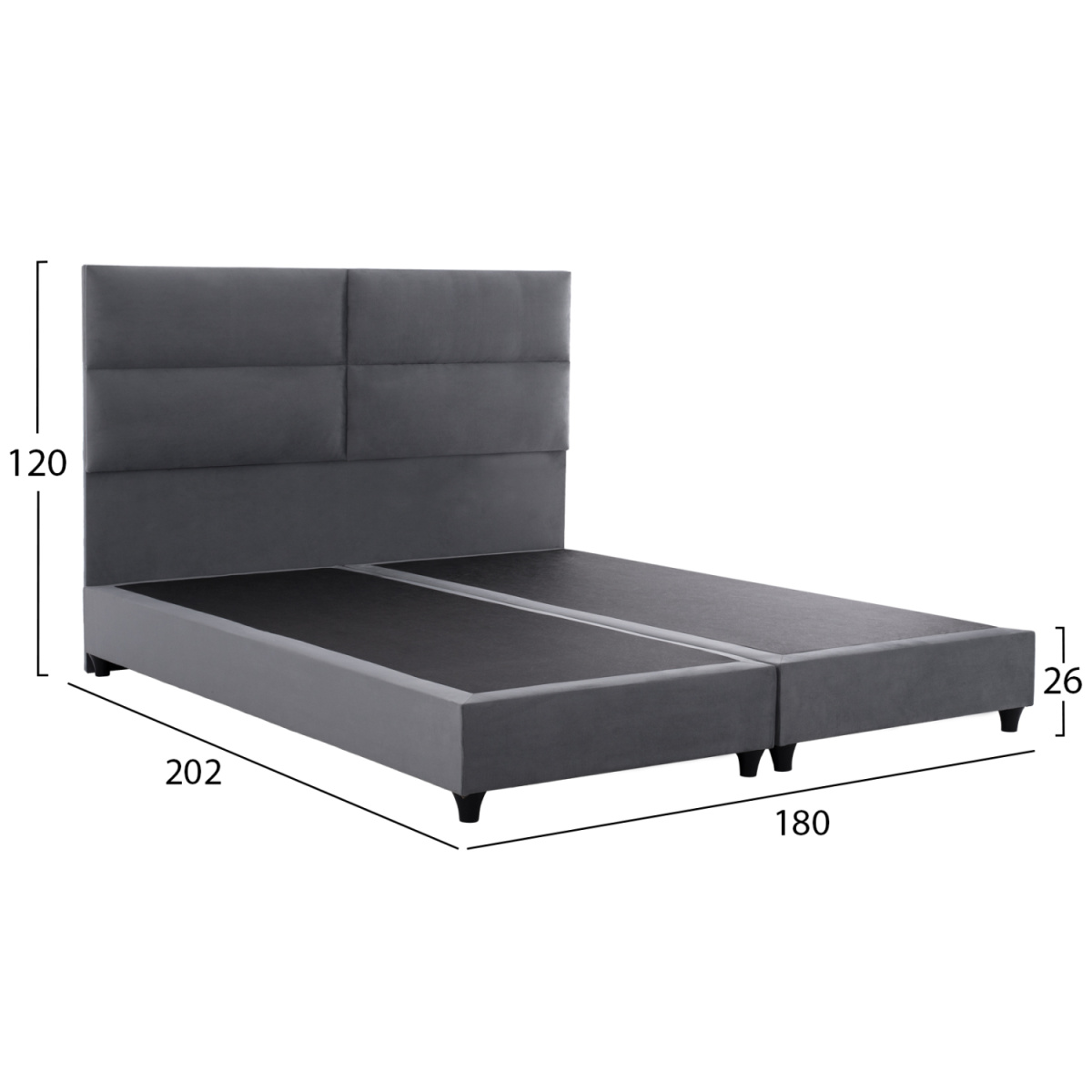 ΚΡΕΒΑΤΙ MILO ΑΠΟ ΓΚΡΙ ΒΕΛΟΥΔΟ HM628.10 ΓΙΑ ΣΤΡΩΜΑ 180x200 εκ. - Image 2