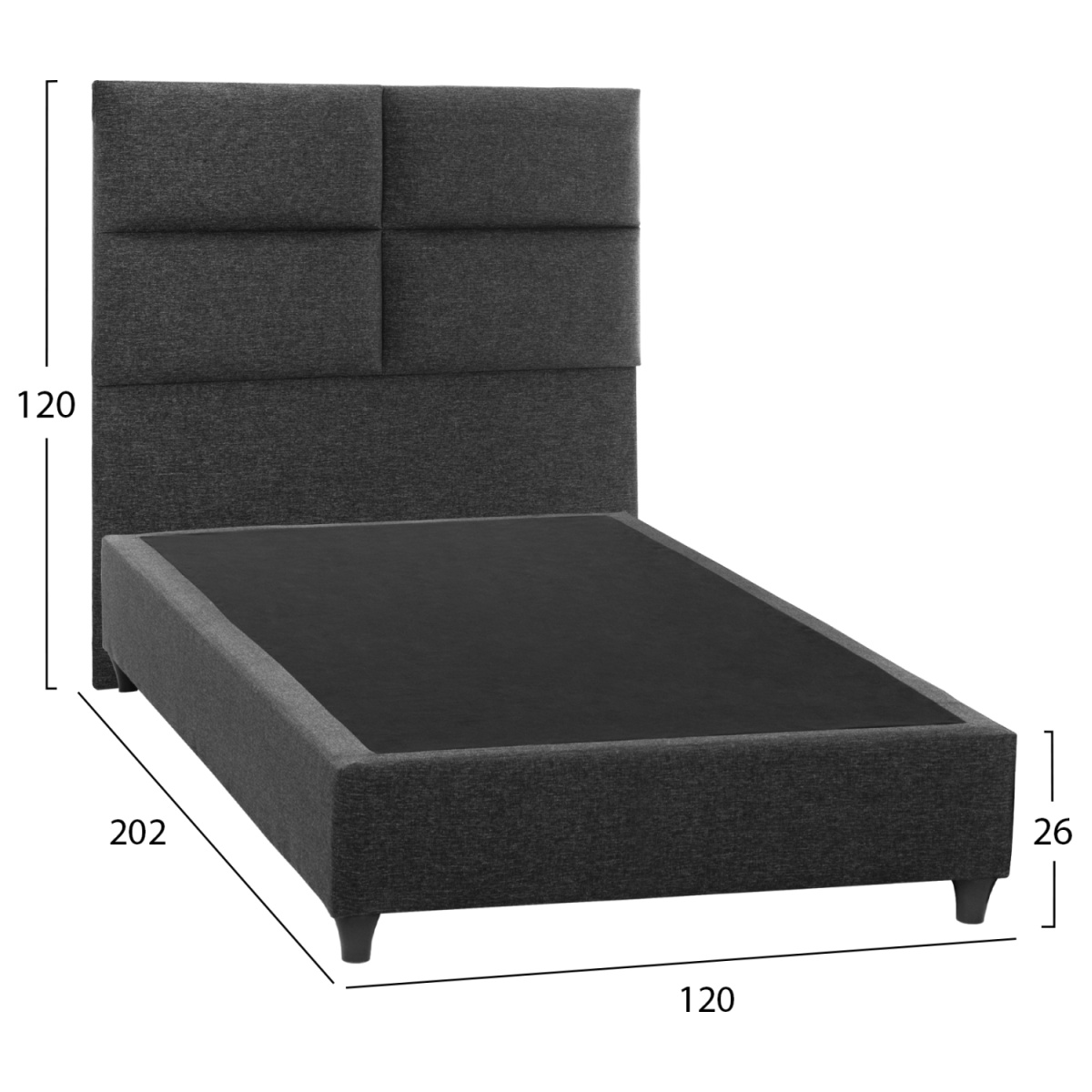 ΚΡΕΒΑΤΙ MILO ΑΠΟ ΓΚΡΙ ΥΦΑΣΜΑ HM646.01 ΓΙΑ ΣΤΡΩΜΑ 120x200 εκ. - Image 2