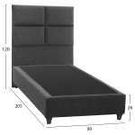 ΚΡΕΒΑΤΙ MILO ΑΠΟ ΓΚΡΙ ΥΦΑΣΜΑ HM652.01 ΓΙΑ ΣΤΡΩΜΑ 90x200 εκ. - Image 2