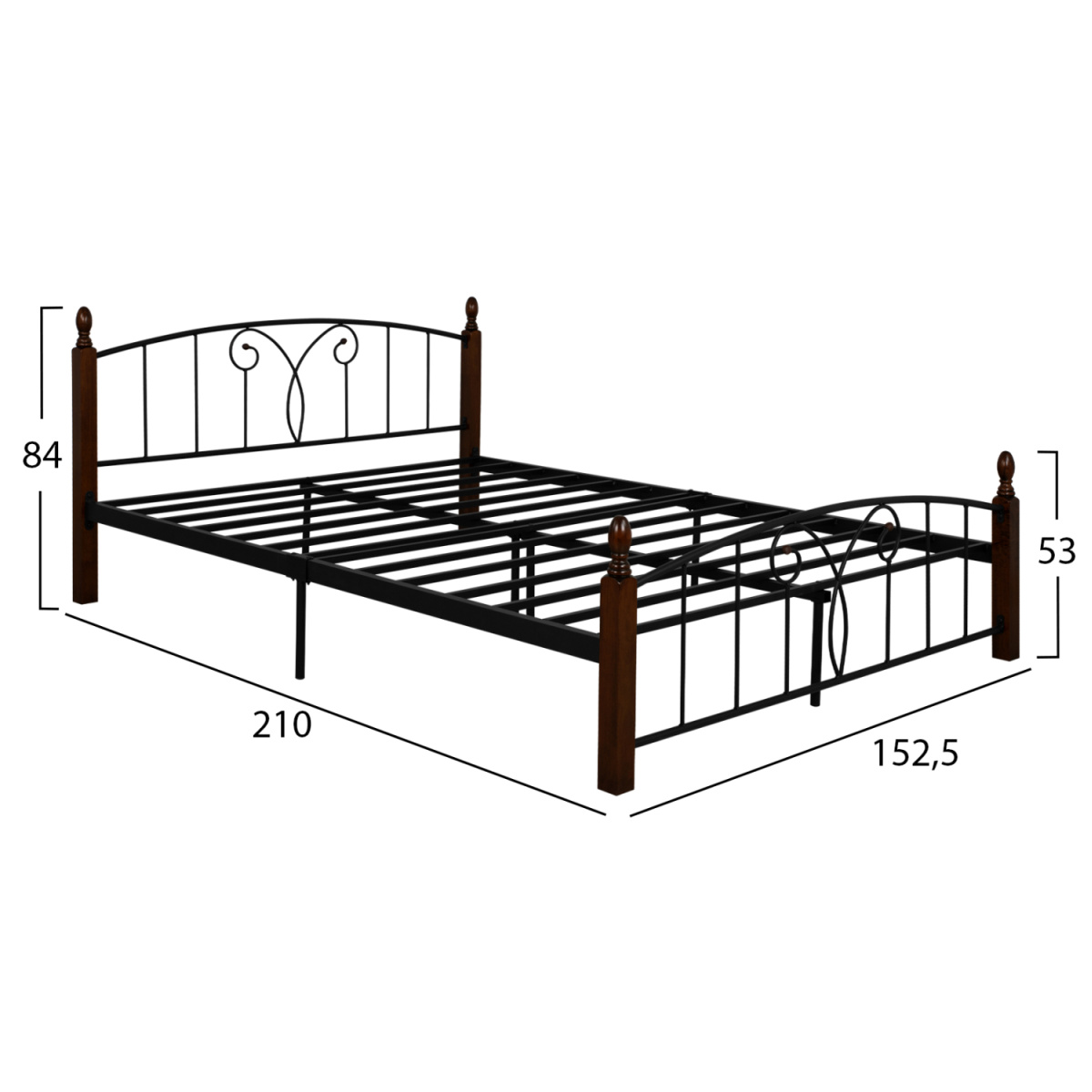ΚΡΕΒΑΤΙ ΔΙΠΛΟ SUZIE HM585 ΓΙΑ ΣΤΡΩΜΑ 150x200 εκ. ΜΕΤΑΛΛΟ ΞΥΛΟ - Image 2