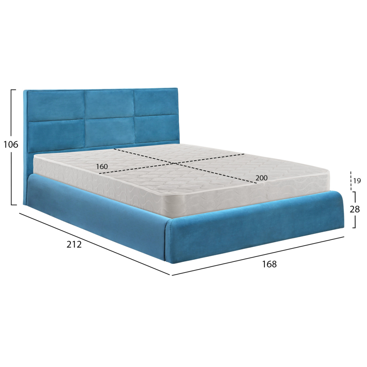 ΚΡΕΒΑΤΙ ΔΙΠΛΟ & ΣΤΡΩΜΑ BRILEY HM21272.04 ΠΕΤΡΟΛ ΒΕΛΟΥΔΟ ΜΕ ΑΠΟΘ.ΧΩΡΟ--ΓΙΑ 160x200εκ - Image 2