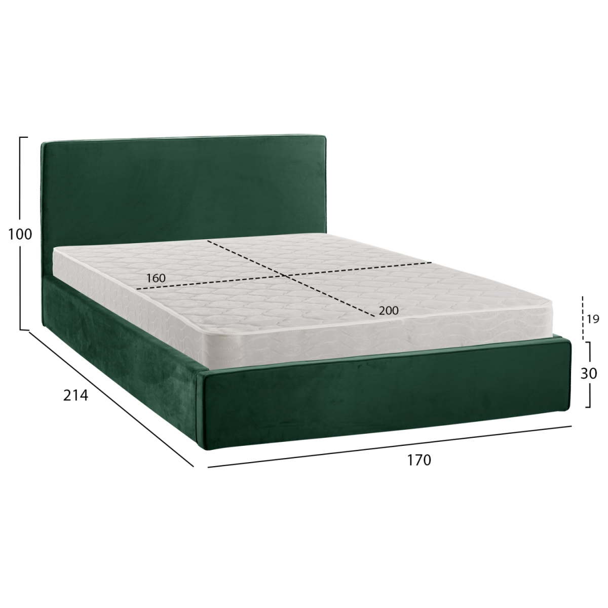 ΚΡΕΒΑΤΙ ΔΙΠΛΟ & ΣΤΡΩΜΑ ALLIE HM21273.03 ΚΥΠΑΡΙΣΣΙ ΒΕΛΟΥΔΟ ΜΕ ΑΠΟΘ.ΧΩΡΟ--160x200εκ - Image 2