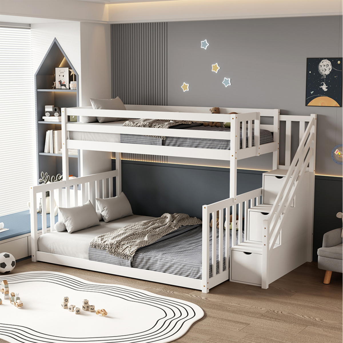 ΠΑΙΔΙΚH ΚΟΥΚΕΤΑ τ.MONTESSORI BEAMER HM711.03 ΞΥΛΟ ΠΕΥΚΟΥ ΣΕ ΛΕΥΚΟ-ΣΤΡΩΜΑΤΑ 90-140x190εκ - Image 2