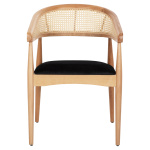ΠΟΛΥΘΡΟΝΑ KOMODUS HM18012.02 ΞΥΛΟ ΟΞΙΑΣ-RATTAN-ΥΦΑΣΜΑ ΣΕ ΜΑΥΡΟ 55x49x80Υεκ. - Image 2
