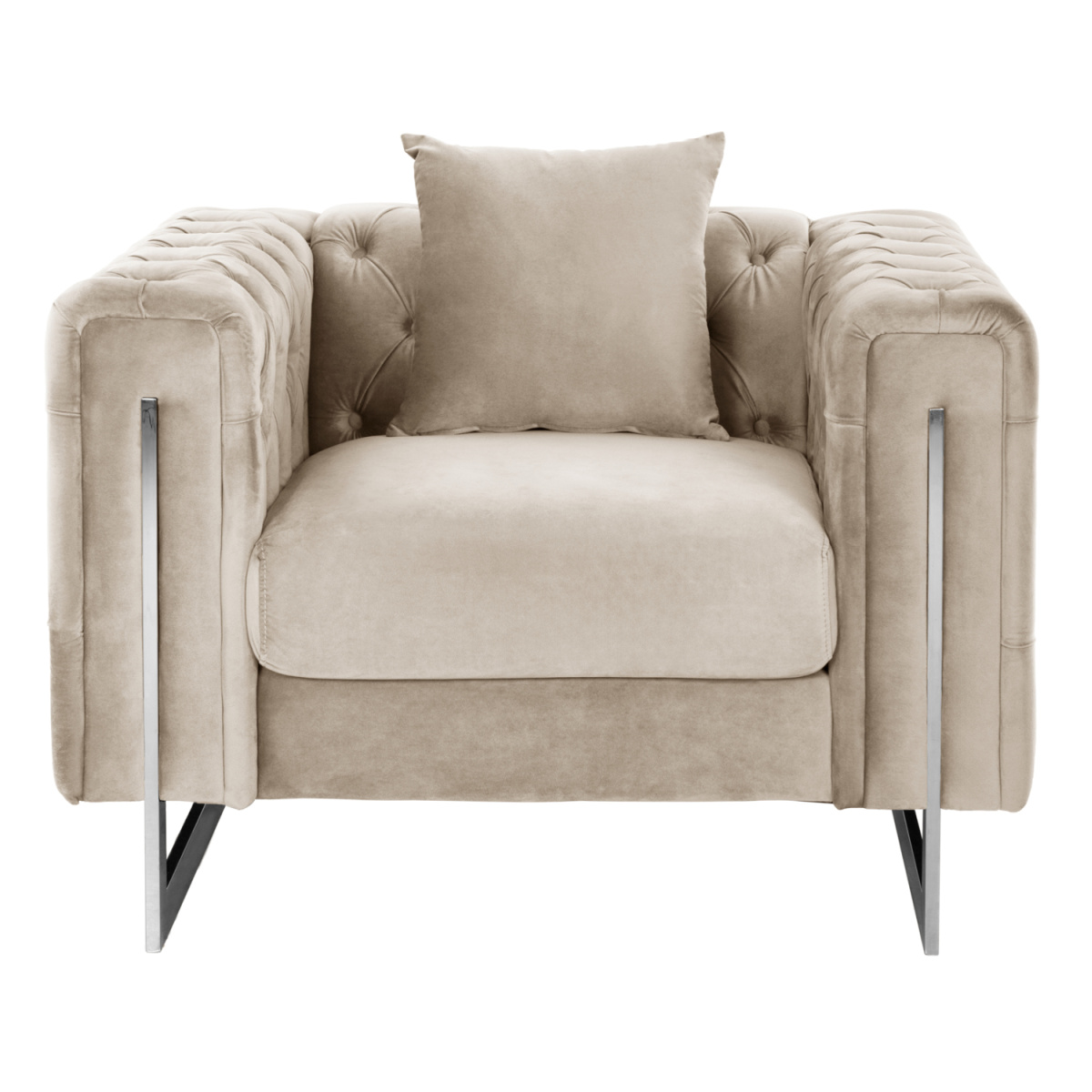 ΠΟΛΥΘΡΟΝΑ τ.CHESTERFIELD MOBAR HM3261.02 ΚΡΕΜ ΒΕΛΟΥΔΟ-ΜΕΤΑΛΛΙΚΑ ΠΟΔΙΑ 99x86,5x77Υεκ. - Image 2