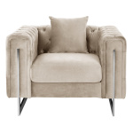 ΠΟΛΥΘΡΟΝΑ τ.CHESTERFIELD MOBAR HM3261.02 ΚΡΕΜ ΒΕΛΟΥΔΟ-ΜΕΤΑΛΛΙΚΑ ΠΟΔΙΑ 99x86,5x77Υεκ. - Image 2