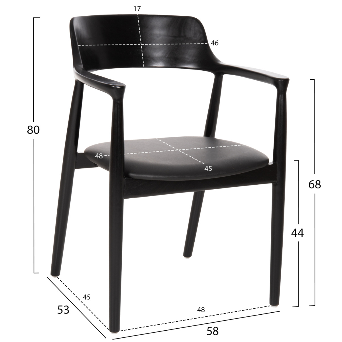 ΣΕΤ ΤΡΑΠΕΖΑΡΙΑΣ 5ΤΜΧ KINGSLEY HM21075.02 ΣΤΡΟΓΓΥΛΟ ΤΡΑΠΕΖΙ Φ120εκ.& 4 ΚΑΡΕΚΛΕΣ-ΜΑΥΡΟ - Image 2