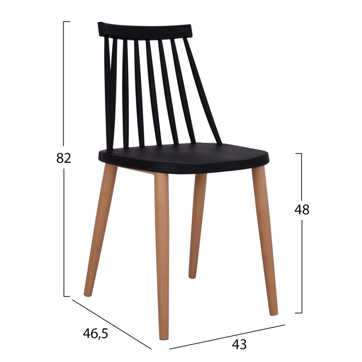 ΣΕΤ ΤΡΑΠΕΖΑΡΙΑΣ 5ΤΜΧ MINIMAL HM21178 MDF TOP ΣΕ ΜΑΥΡΟ-ΣΚΕΛΕΤΟΣ ΣΕ ΦΥΣΙΚΟ ΞΥΛΟΥ - Image 2
