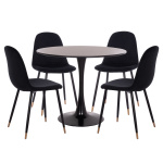 ΣΕΤ ΤΡΑΠΕΖΑΡΙΑΣ 5ΤΜΧ BROLIN HM21191 MDF TOP-ΜΕΤΑΛΛΙΚΑ ΠΟΔΙΑ-ΒΕΛΟΥΔΟ--ΜΑΥΡΟ