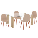 ΣΕΤ ΤΡΑΠΕΖΑΡΙΑΣ 5ΤΜΧ LEOMOR HM21270.01 ΤΡΑΠΕΖΙ & 4 ΚΑΡΕΚΛΕΣ - ΜΠΕΖ ΥΦΑΣΜΑ