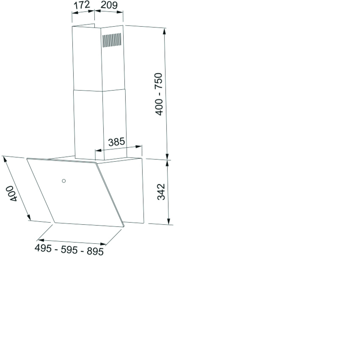 ΑΠΟΡΡΟΦΗΤΗΡΑΣ ΚΑΜΙΝΑΔΑ VERTIS FVT 905 ΜΑΥΡΟ ΓΥΑΛΙ FRANKE - Image 2