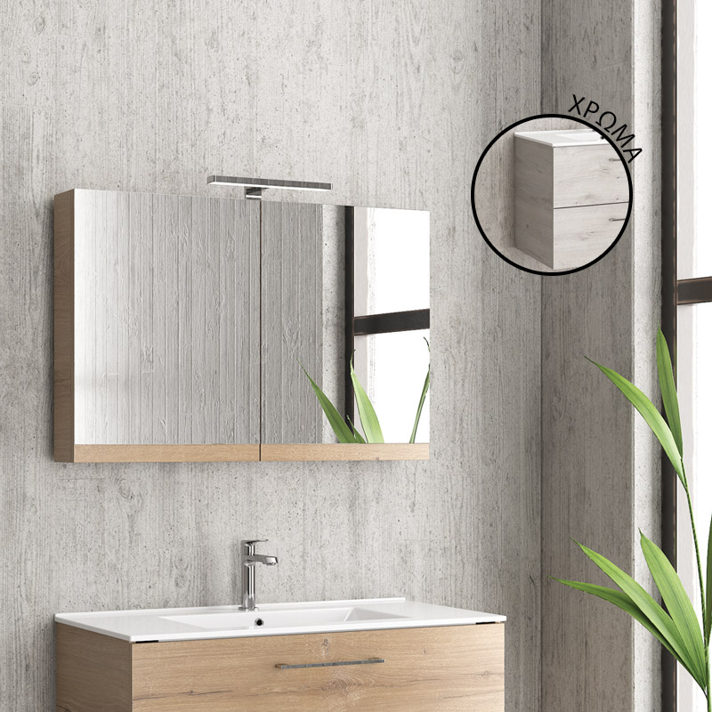 NMI908902 Καθρέπτης ανοιγόμενος με δύο πόρτες Ice Oak 8902 Collection:NEW 90x13x60cm - Image 1