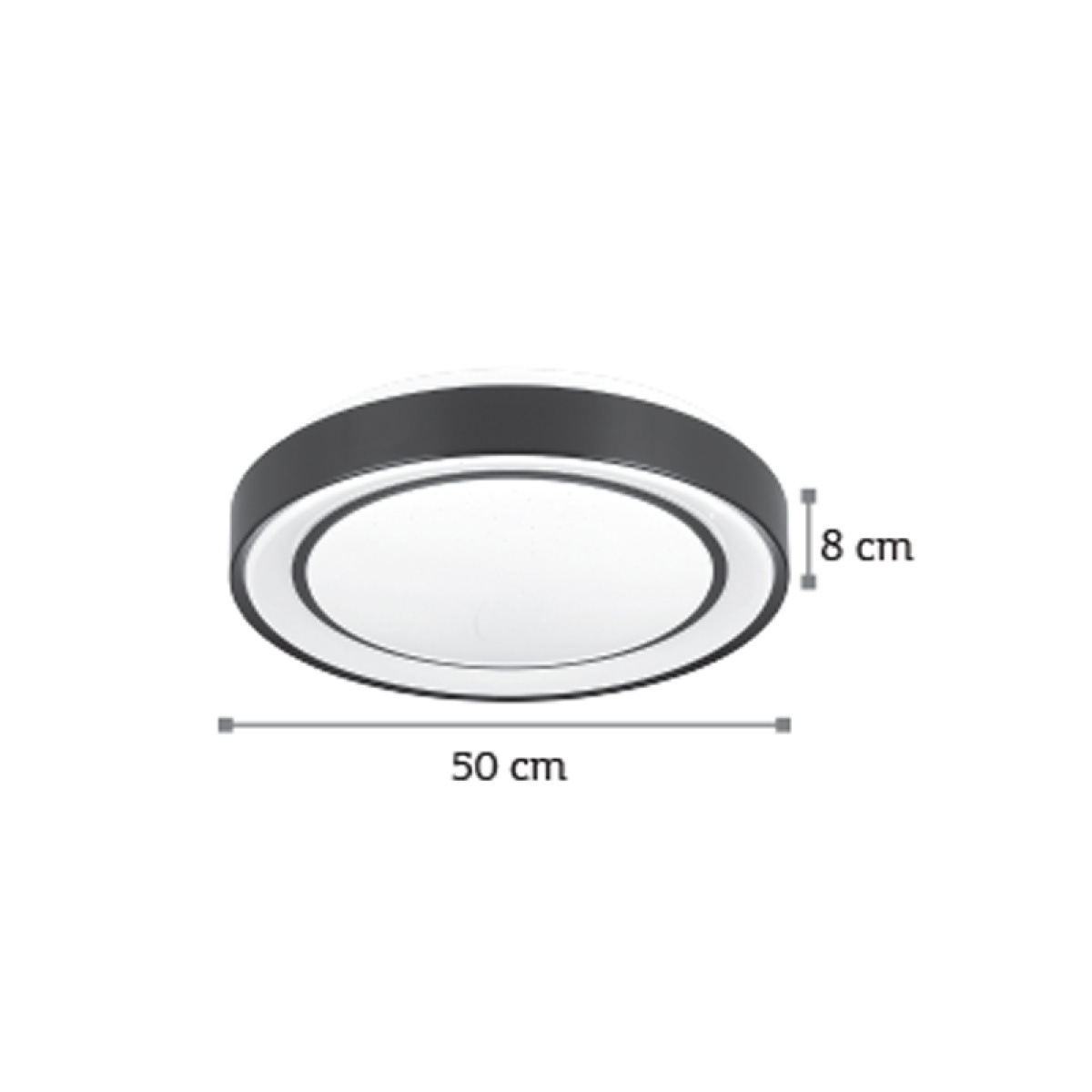 InLight Πλαφονιέρα οροφής LED 36W 3CCT από μαύρο μέταλλο και ακρυλικό D:50cm (42179-A) - Image 2
