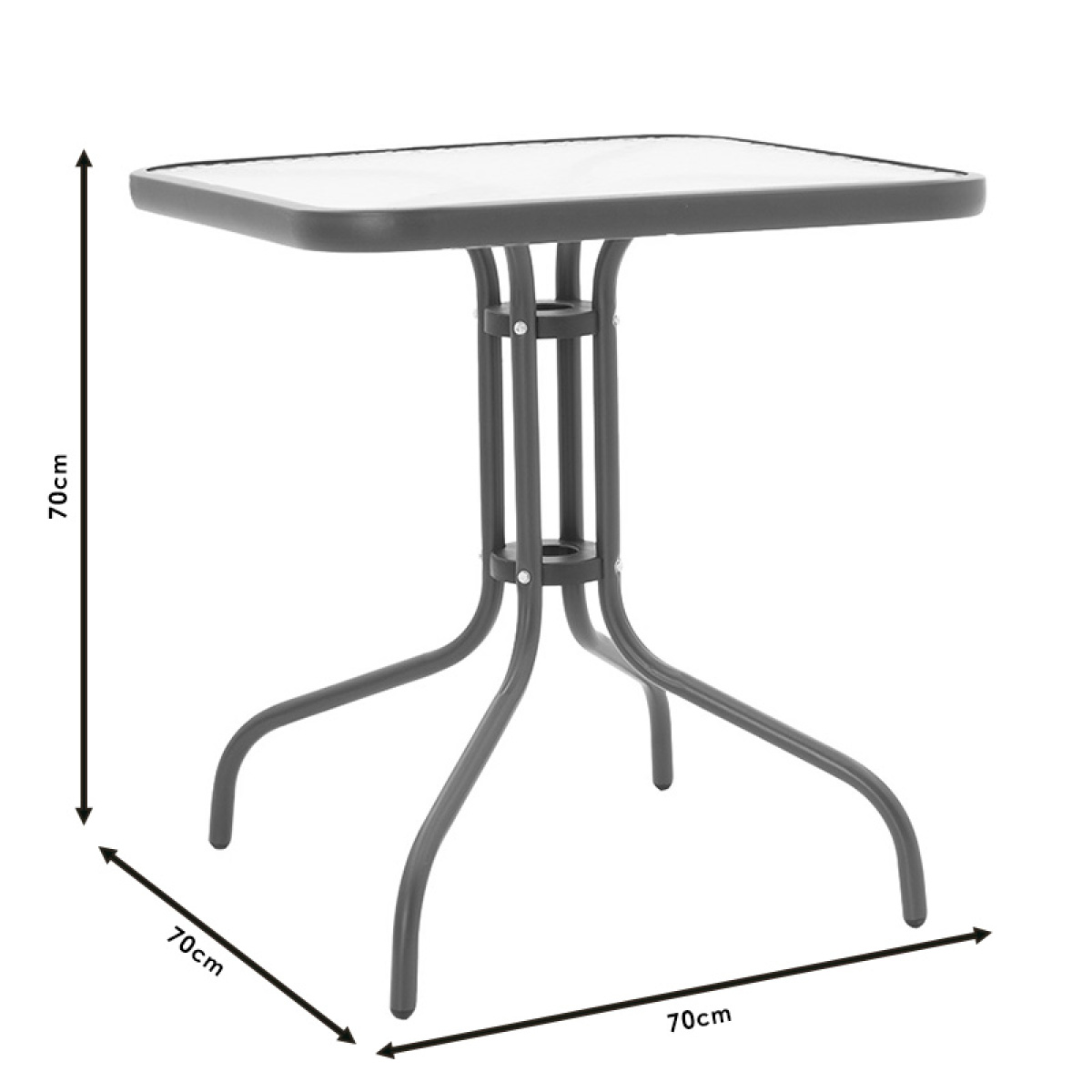 Τραπέζι Watson μέταλλο ανθρακί-γυαλί 70x70x70εκ - Image 3