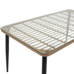 Τραπέζι Naoki μέταλλο μαύρο-pe φυσικό-γυαλί 160x90x78εκ - Image 2