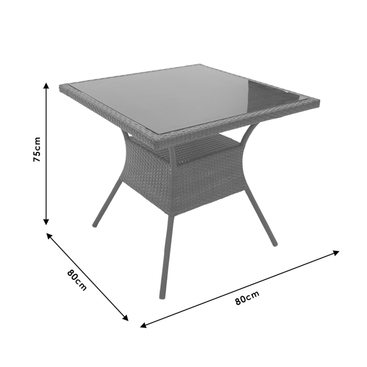 Τραπέζι Laura μέταλλο-pe rattan φυσικό 80x80x75εκ - Image 3