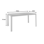 Τραπέζι Nares αλουμίνιο λευκό-plywood φυσικό 140x80x72.5εκ - Image 3