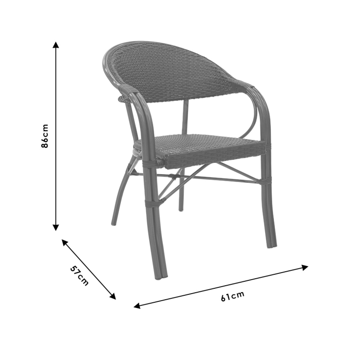 Τραπεζαρία Paula σετ 5τεμ μέταλλο-pe rattan καφέ - Image 3
